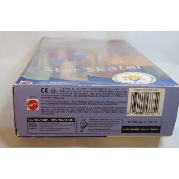 1997 Star Skater BARBIE 53375 Michelle Kwan Olympics New In Box Mattel Caucasian - Picture 10 of 10